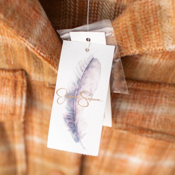 NEW Jessica Simpson Women’s Plaid Shirt Jacket Shacket Toasted Coco Small - Picture 2 of 8